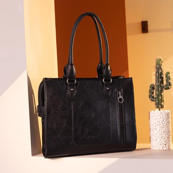 Vintage-Inspired Western Handbag: Vegan Leather with Whipstitch & Fringe Design - Picture 7 of 7